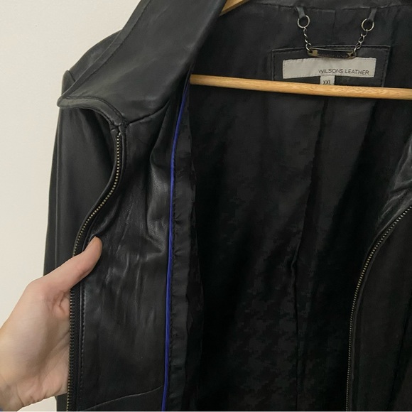 Wilson’s Leather Black Collared Zip Up Jacket - Picture 5 of 10